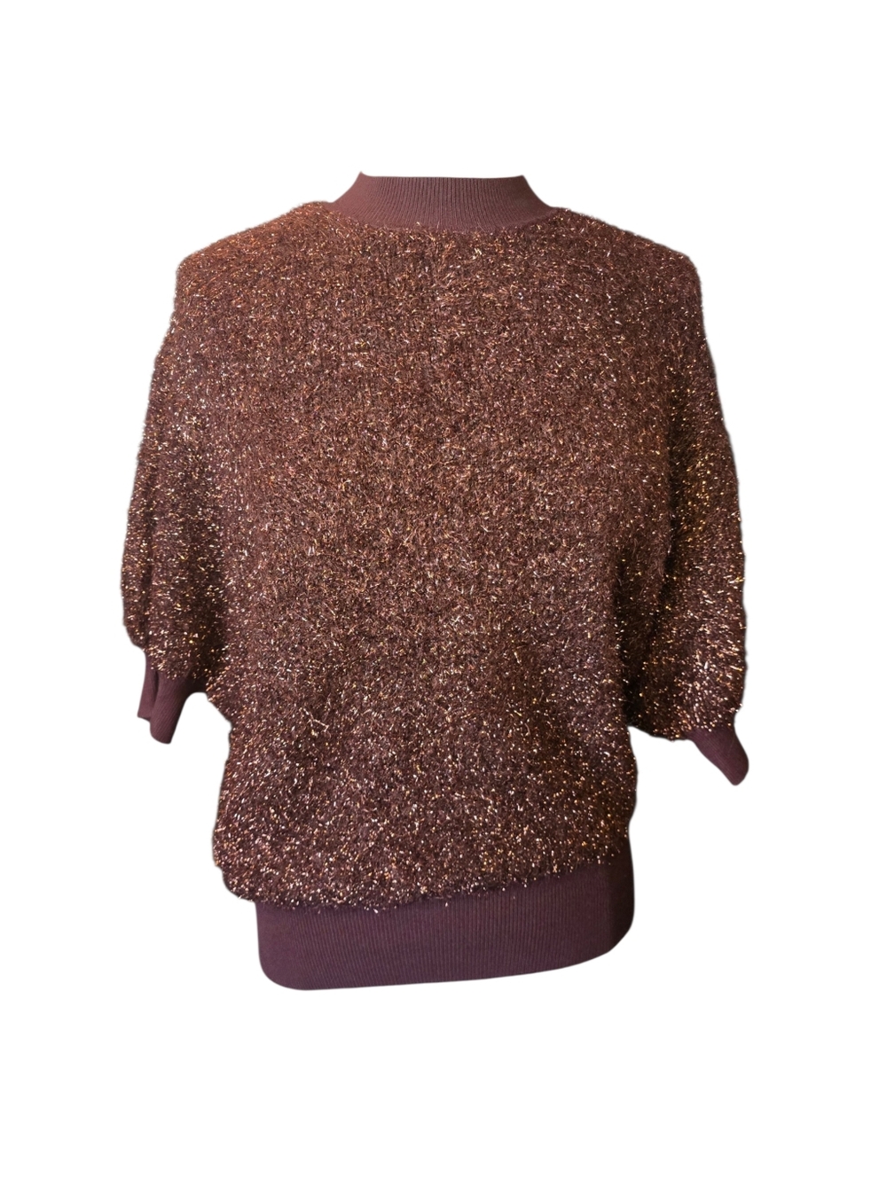 Maeve x Anthropologie Violetta Brown Sweater Womens Medium Tinsel Shimmer